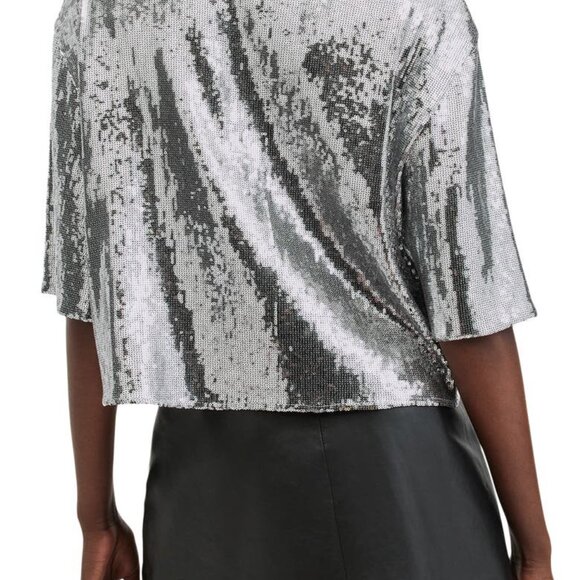 AllSaints Julea Sequin T-Shirt Sz L - Picture 3 of 3